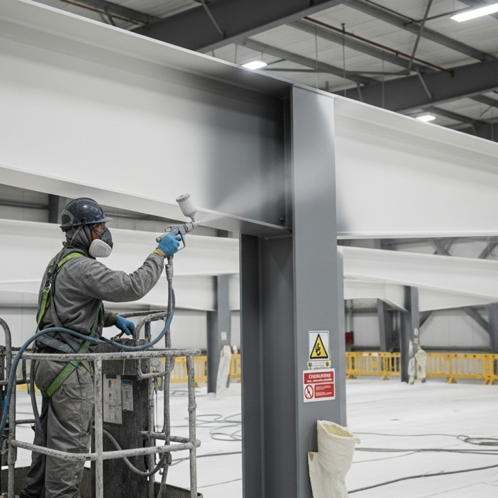 Steel spray coating application 2439b70a Dp9 BU Ek A